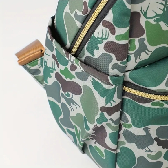 Trendy Camouflage Backpack with Gold Accents Turkey Duck Deer Labradore - Picture 6 of 9